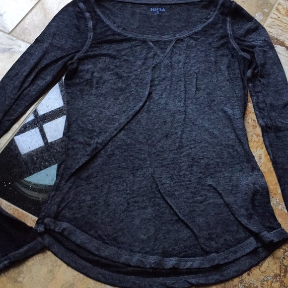 Mudd supersoft scoop neck thin layer black/gray - Picture 2 of 8